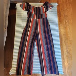 Almost Famous Striped Large Jumpsuit
